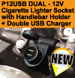 P12USB DUAL - 12V Cigarette Lighter Socket + Double USB Adapter